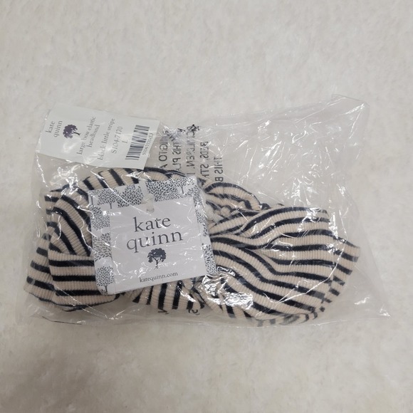 Kate Quinn Black Little Stripe Large Bow Elastic Headband - Picture 1 of 1